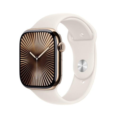 Apple Watch Series 10 GPS + Cellular 46mm Gold Titanium Case with Starlight Sport Band M/L