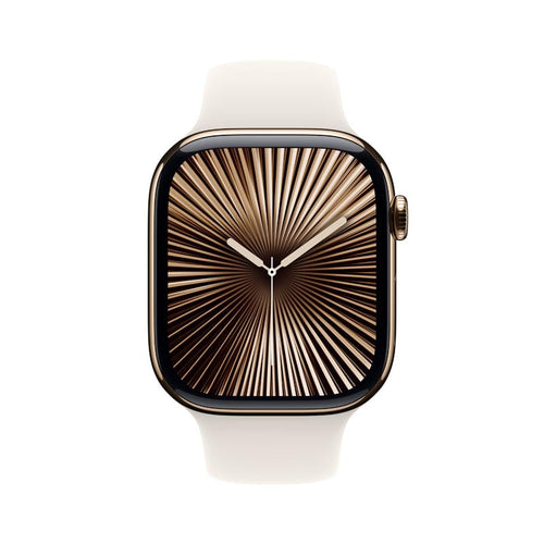 Apple Watch Series 10 GPS + Cellular 46mm Gold Titanium Case with Starlight Sport Band M/L