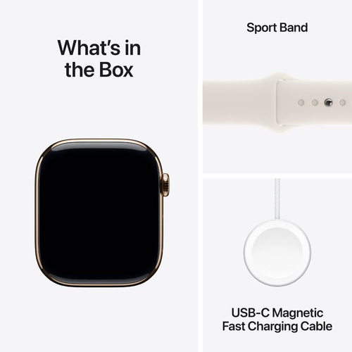 Apple Watch Series 10 GPS + Cellular 46mm Gold Titanium Case with Starlight Sport Band M/L