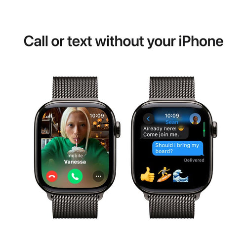 Apple Watch Series 10 GPS + Cellular 42mm Slate Titanium Case with Slate Milanese Loop