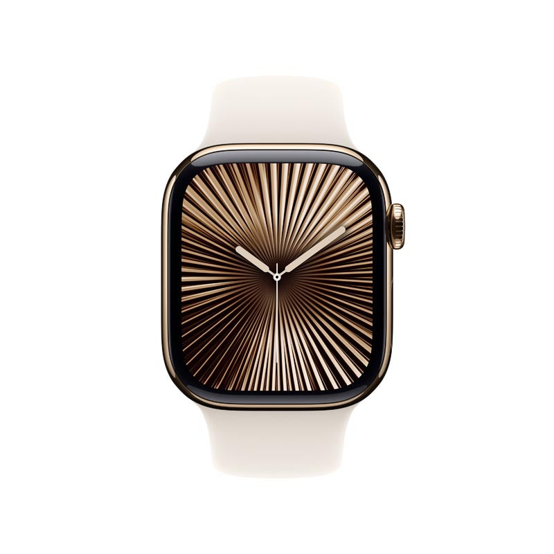 Apple Watch Series 10 GPS + Cellular 42mm Gold Titanium Case with Starlight Sport Band S/M