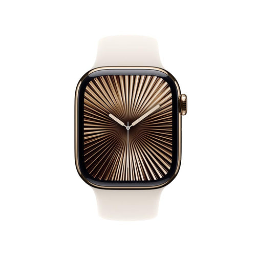 Apple Watch Series 10 GPS + Cellular 42mm Gold Titanium Case with Starlight Sport Band S/M