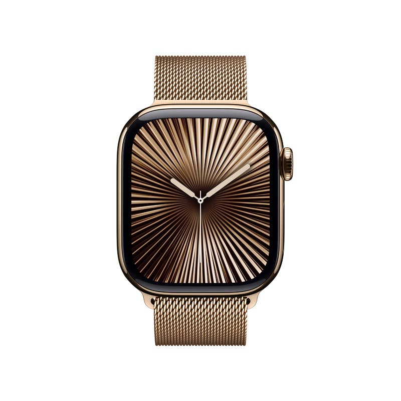 Apple Watch Series 10 GPS + Cellular 42mm Gold Titanium Case with Gold Milanese Loop