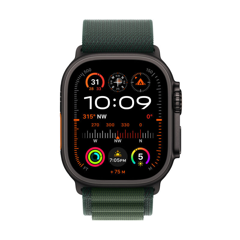 Apple Watch Ultra 2 GPS+Cellular 49mm Black Case with Dark Green Alpine Loop - Medium