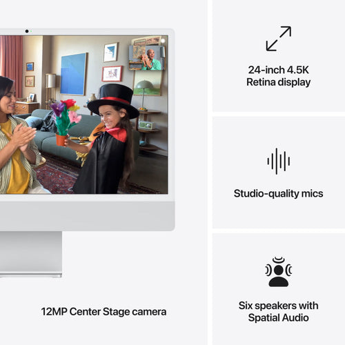 24-inch iMac with Retina 4.5K display: Apple M4 chip with 8-core CPU and 8-core GPU, 16GB, 256GB SSD - Silver [MWUC3ZP/A]