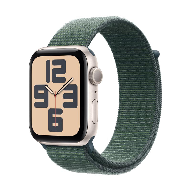 Apple Watch SE GPS 44mm Starlight Aluminium Case with Lake Green Sport Loop