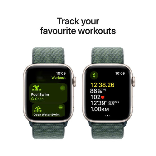 Apple Watch SE GPS 44mm Starlight Aluminium Case with Lake Green Sport Loop