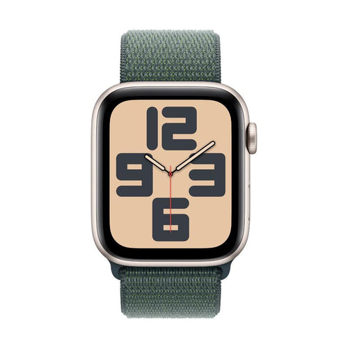 Apple Watch SE GPS 44mm Starlight Aluminium Case with Lake Green Sport Loop