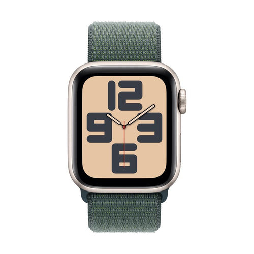 Apple Watch SE GPS + Cellular 40mm Starlight Aluminium Case with Lake Green Sport Loop