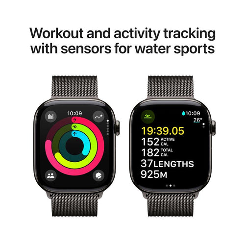Apple Watch Series 10 GPS + Cellular 46mm Slate Titanium Case with Slate Milanese Loop S/M
