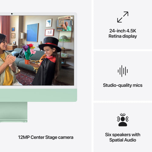 24-inch iMac with Retina 4.5K display: Apple M4 chip with 10‑core CPU and 10‑core GPU, 24GB, 512GB SSD - Green [MD2Q4ZP/A]