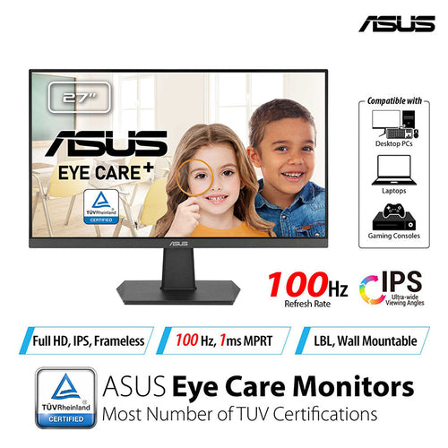 ASUS VA27EHF Eye Care Gaming Monitor - 27 FHD IPS 100Hz