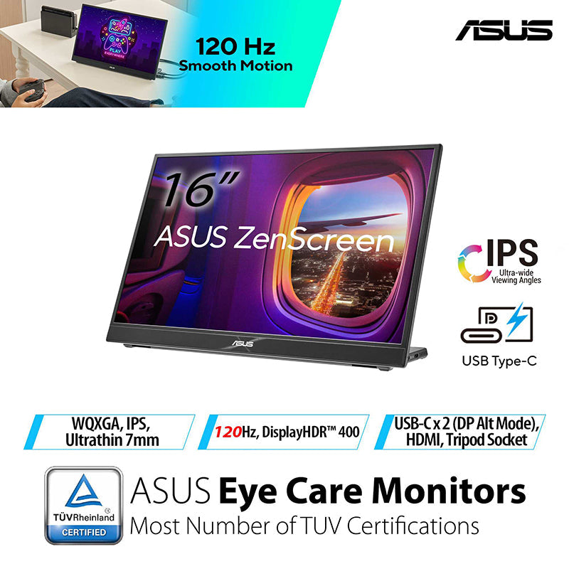 ASUS ZenScreen MB16QHG Portable Monitor - 16 WQXGA IPS 120Hz