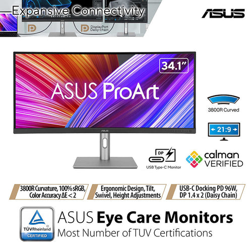 Asus ProArt Display PA34VCNV Professional Monitor - 34.1 WQHD IPS 100% sRGB Curved