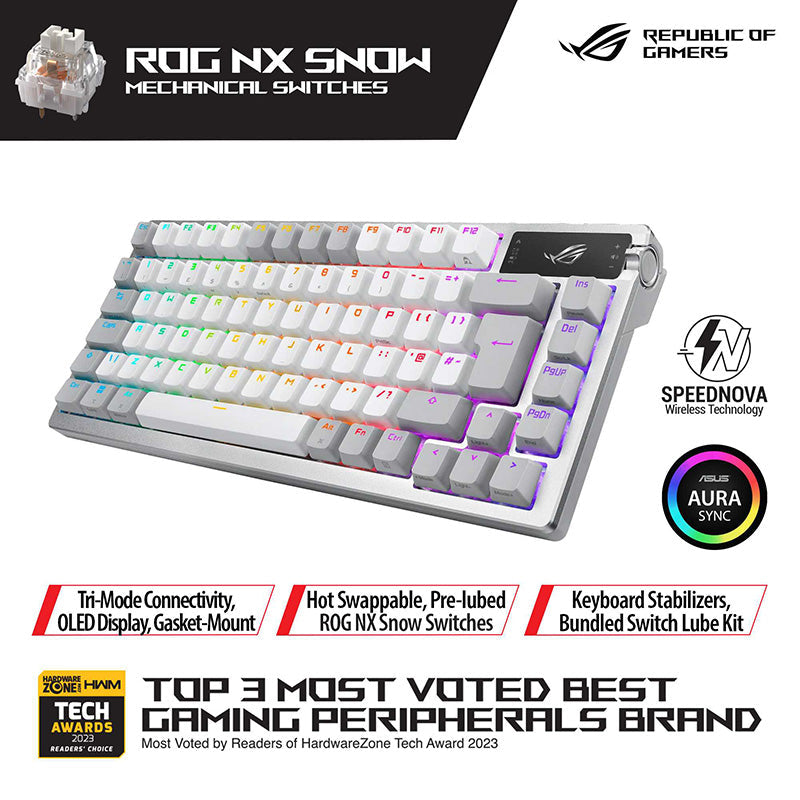 Asus ROG M701 Azoth [NX Snow] Wireless Custom Keyboard (White)
