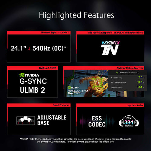 Asus ROG Swift Pro PG248QP Gaming Monitor - 24.1 FHD TN 540Hz