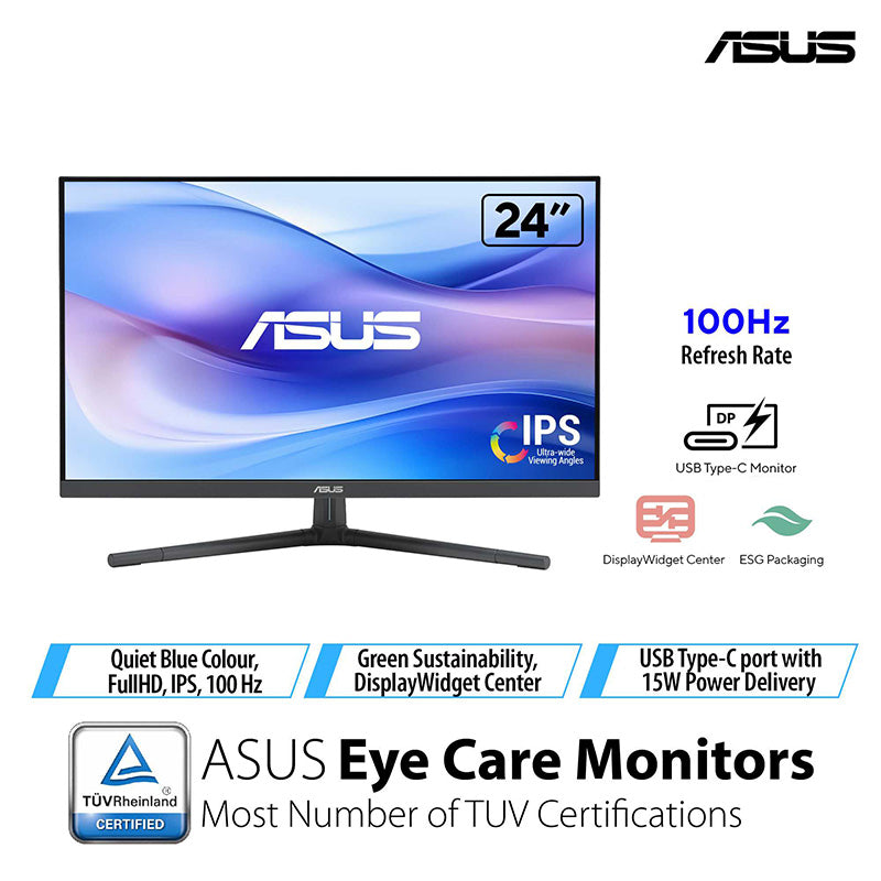 ASUS VU249CFE Eye Care Gaming Monitor - 24 FHD IPS 100Hz (Quiet Blue)