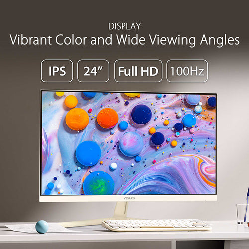 ASUS VU249CFE Eye Care Gaming Monitor - 24 FHD IPS 100Hz (Oat Milk)