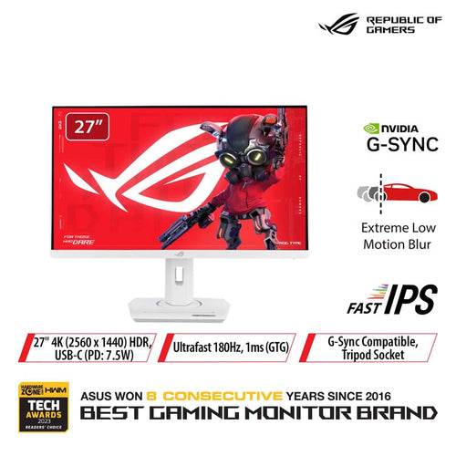 Asus ROG Strix XG27ACS-W Gaming Monitor - 27 QHD Fast IPS 180Hz