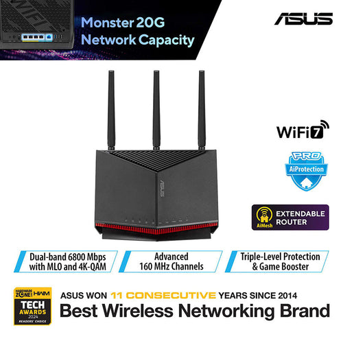 Asus RT-BE86U BE6800 Wi-Fi 7 Dual Band Router 10G