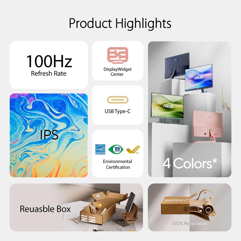 ASUS VU249CFE-G Eye Care Gaming Monitor - 23.8 FHD IPS 100Hz