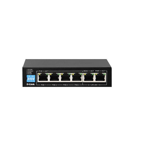D-Link DES-F1006P-E 250M 6-Port 10/100 Switch with 4 PoE Ports and 2 Uplink Ports