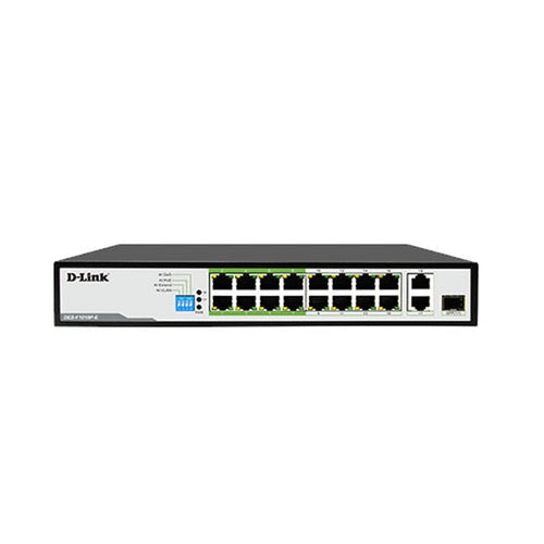 D-Link DES-F1018P-E 250M 16-Port Fast Ethernet PoE Switch with 1 Gigabit Port + 1 Combo Uplink Port