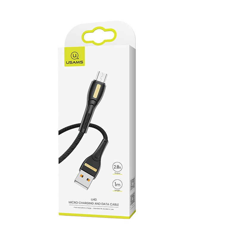 Usams US-SJ389 USB-A To Micro USB Charging Cable 2A 1M (Black)