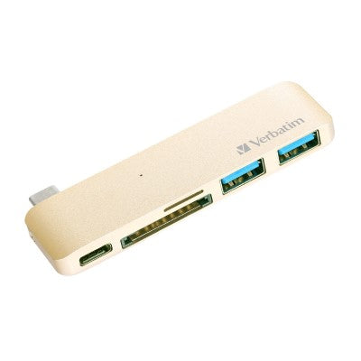 Verbatim Type C Hub with Type C Charging (Gold)