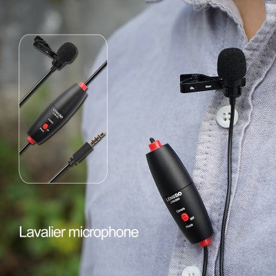LENSGO 2-in-1 Omni Directional Lavalier Video Interview Condenser Dual Microphone With 6m Cable (Black)