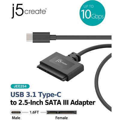 J5Create JEE 254 USB 3.1 Type-C To SATA III Adapter