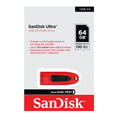 SanDisk Ultra Flash Drive 64GB (Red) USB 3.0 [SDCZ48-064G-U46R]