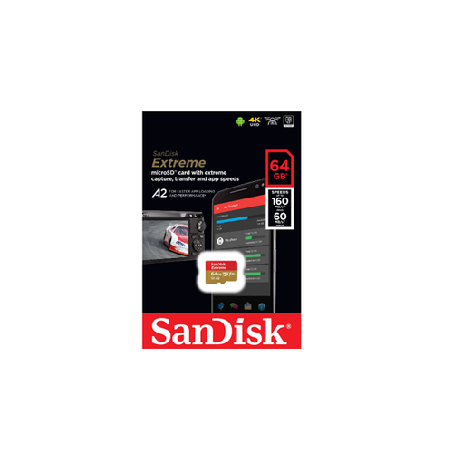 SanDisk Extreme microSDXC UHS-I 64GB V30 A2 U3 C10 160MB/s [SDSQXA2-064G-GN6MN]