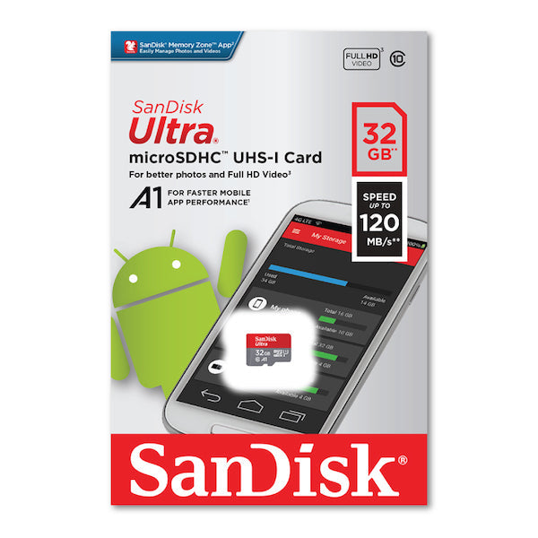 SanDisk Ultra microSDHC UHS-I 32GB A1 U1 C10 120MB/s [SDSQUA4-032G-GN6MN]