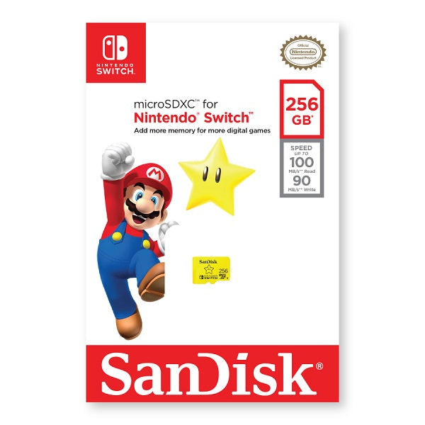 SanDisk Nintendo Licensed microSDXC UHS-I 256GB (Yellow) 100MB/s [SDSQXAO-256G-GN3ZN]