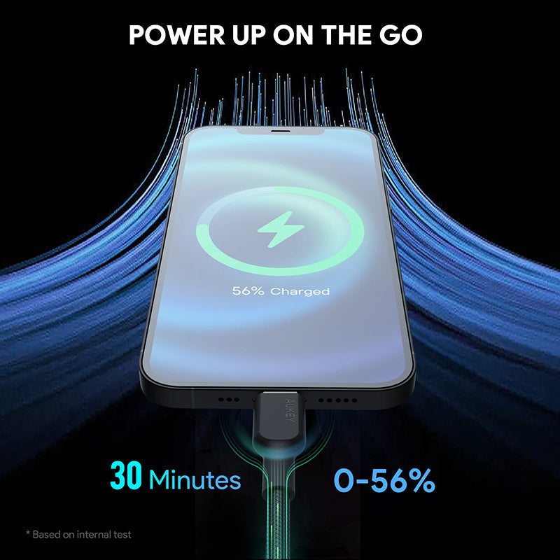 Aukey CB-KCL1-BLK 1M Nylon Braided USB C to Lightning Cable with Kevlar Core (Black)