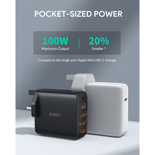 Aukey PA-B7S-BLK 4-Port 100W PD Wall Charger (Black)