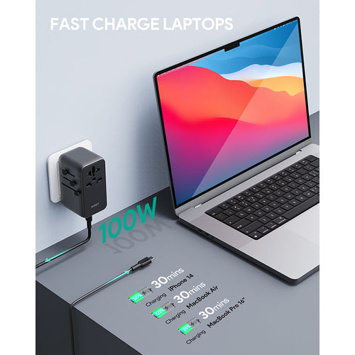 Aukey PA-TA09 100W Universal Travel Charger (Black)