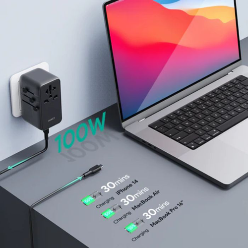 Aukey PA-TA09 100W Universal Travel Charger (Purple)