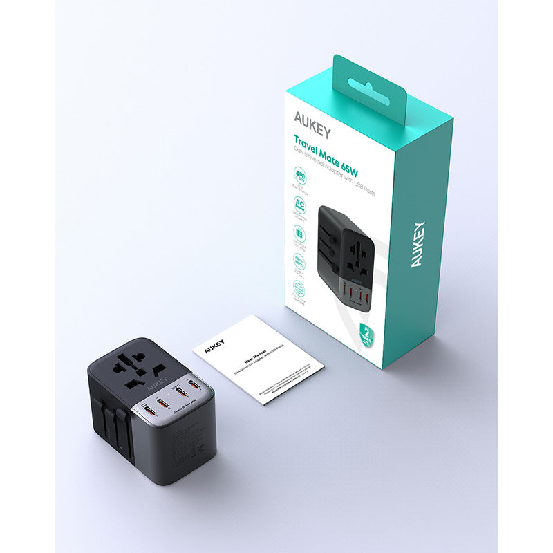 Aukey PA-TA08A Travel Mate 65W GaN Universal Adapter With USB-C and USB-A Ports