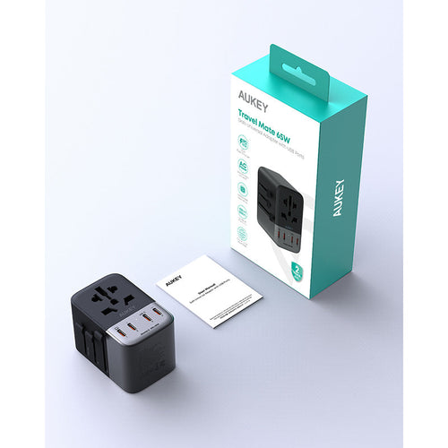 Aukey PA-TA08A Travel Mate 65W GaN Universal Adapter With USB-C and USB-A Ports