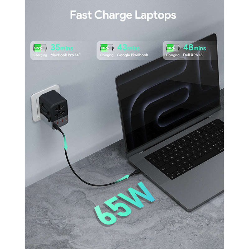 Aukey PA-TA08A Travel Mate 65W GaN Universal Adapter With USB-C and USB-A Ports