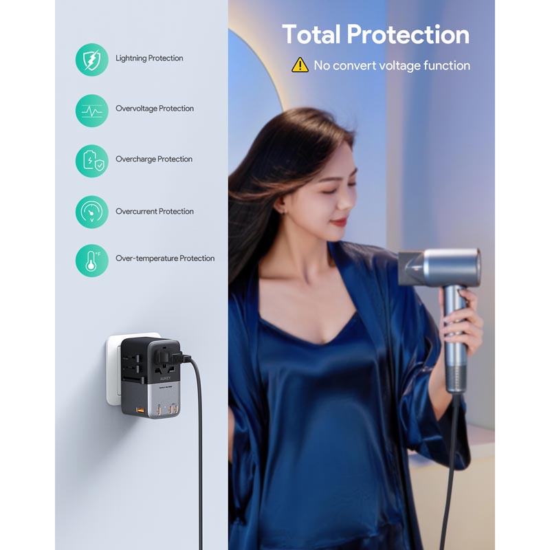 Aukey PA-TA09A 100W GaN Universal Adapter with USB Ports