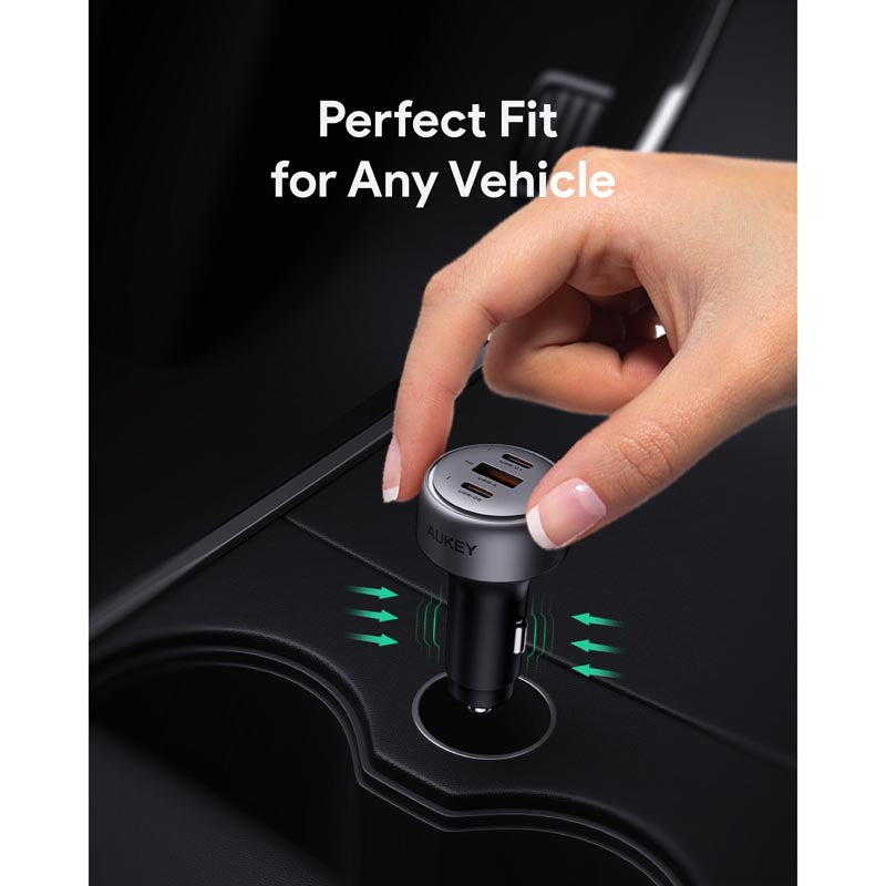 Aukey CC-P1 Pathfinder Mix 3 66W Fast Charging Car Charger (Dark Grey)