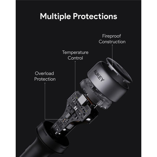 Aukey CC-P1 Pathfinder Mix 3 66W Fast Charging Car Charger (Dark Grey)