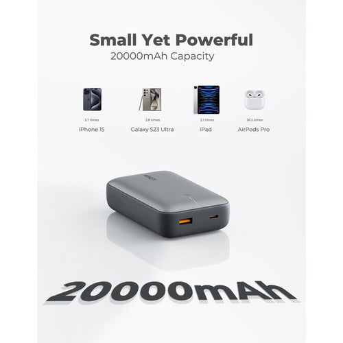 Aukey PB-Y57 Spark Mini 20000mAh Compact Fast Charging Power Bank with 20W PD (Grey)