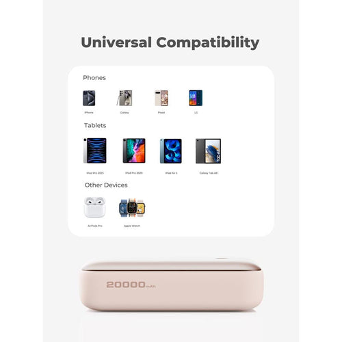 Aukey PB-Y57 Spark Mini 20000mAh Compact Fast Charging Power Bank with 20W PD (Pink)