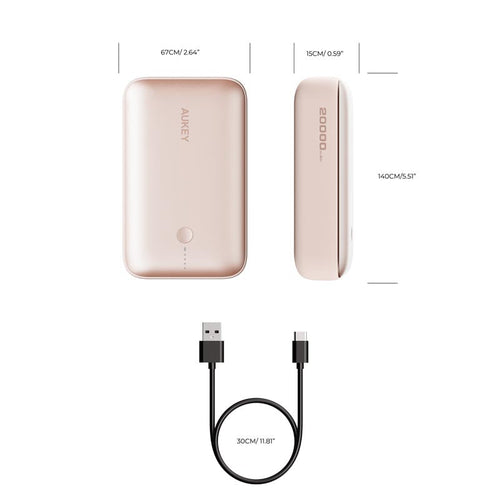 Aukey PB-Y57 Spark Mini 20000mAh Compact Fast Charging Power Bank with 20W PD (Pink)