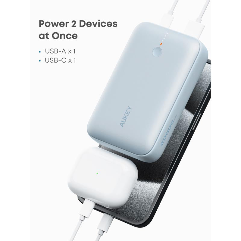 Aukey PB-Y57 Spark Mini 20000mAh Compact Fast Charging Power Bank with 20W PD (Blue)