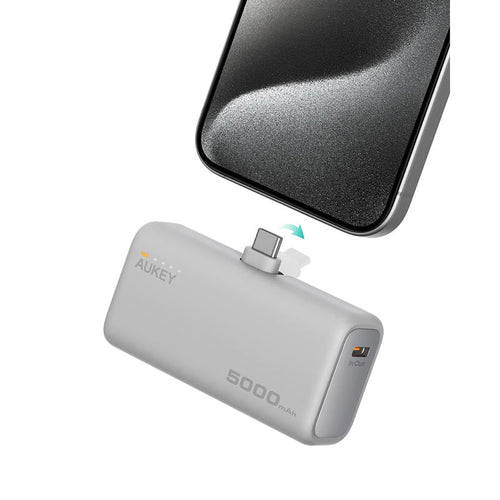 Aukey PB-Y59 Spark Mini 5000mAh Portable Power Bank with Built-in USB-C Port (White)